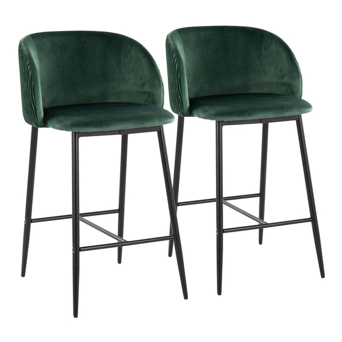 Fran - Pleated Waves Fixed-Height Counter Stool (Set of 2)