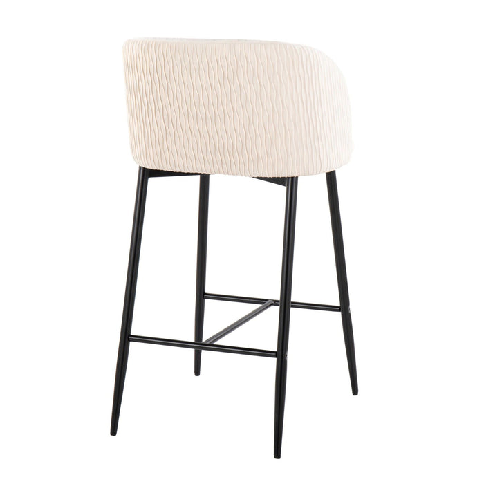 Fran - Pleated Waves Fixed-Height Counter Stool (Set of 2) - Gold Legs