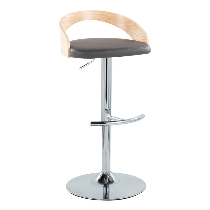 Grotto - Adjustable Barstool (Set of 2) - Silver Base And Natural Backrest