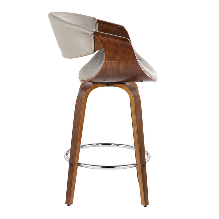 Symphony - 26" Fixed-Height Counter Stool (Set of 2) - Chrome & Walnut Base