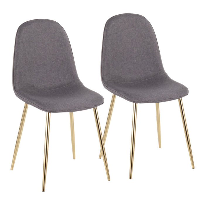 Pebble - Chair - Gold Steel And Charcoal Fabric (Set of 2)