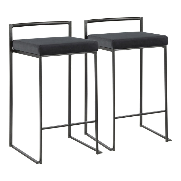 Fuji - Stackable Counter Stool With Cushion - Black Metal