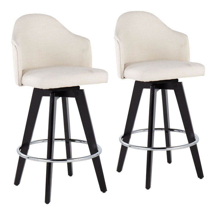 Ahoy - Counter Stool - Wood Legs And Round Metal Footrest Fabric Seat (Set of 2)