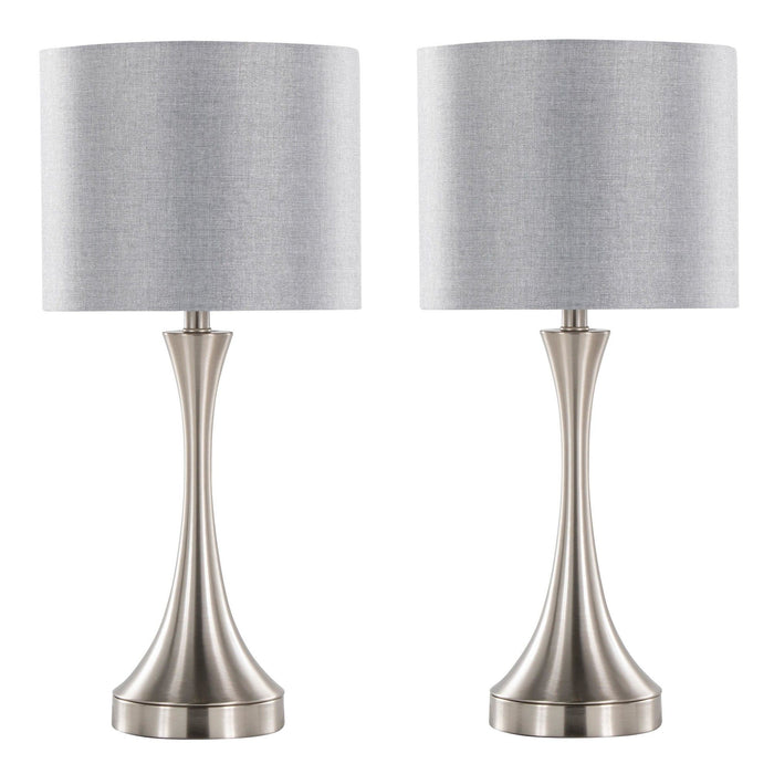 Lenuxe - 25" Metal Table Lamp With USB (Set of 2) - Gray