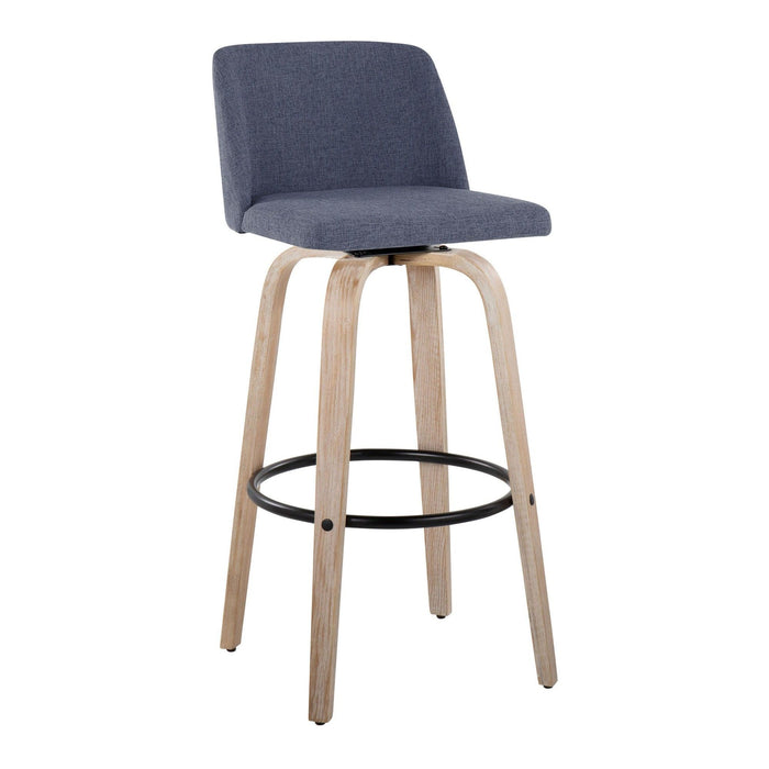 Toriano - 30" Fixed-Height Barstool (Set of 2) - Gray & Black Round Base