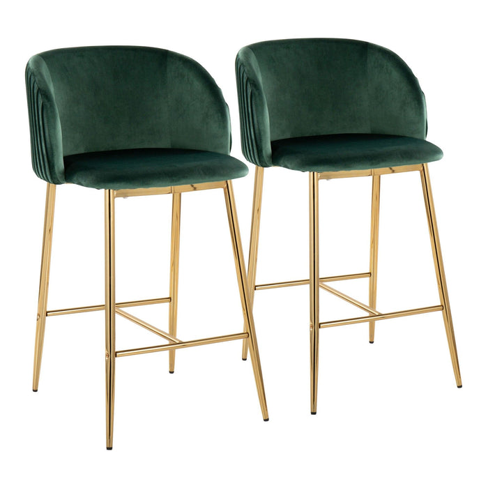 Fran - Pleated Glam Fixed-Height Counter Stool (Set of 2)