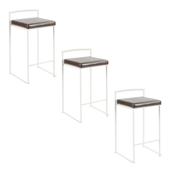 Fuji - Stackable Counter Stool - White Base (Set of 2)