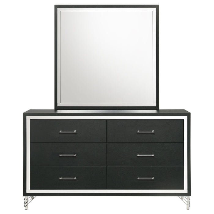 Lucia - 6-Drawer Dresser And Mirror - Black