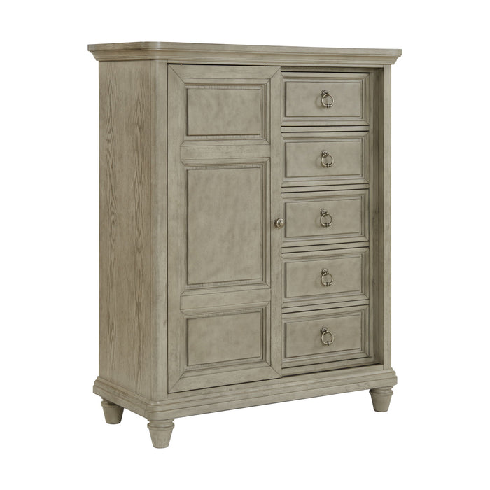 Whit-Ash - 5-Drawer Door Chest - Light Gray