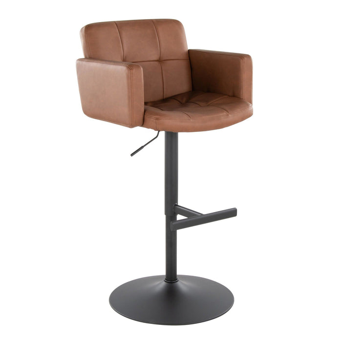 Stout - Adjustable Barstool With Swivel - Black Metal And Camel Faux Leather