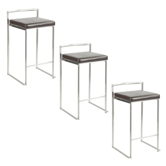 Fuji - 26" Stackable Counter Stool - Brushed Stainless Steel