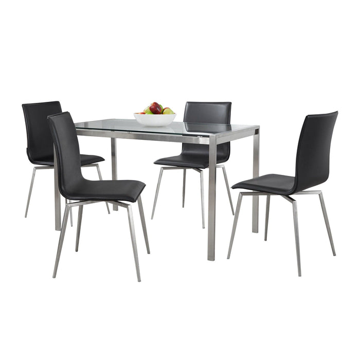 Fuji - Mason Upholstered Swivel Dining Set - Brushed Stainless Steel