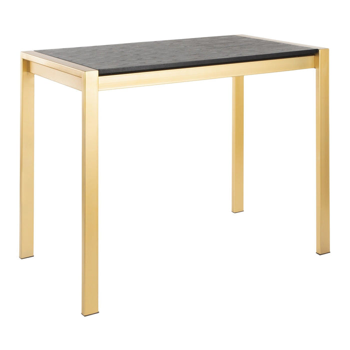 Fuji - Counter Table - Gold Metal And Black Wood Grain Top