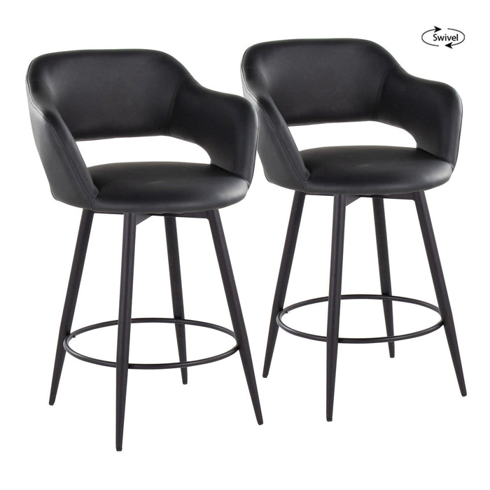 Margarite - 26" Fixed-Height Counter Stool With Swivel - Matte Black Metal (Set of 2)