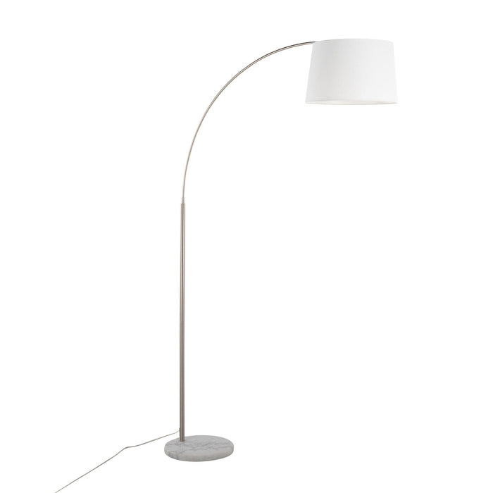 March - Floor Lamp - White Marble And Nickel