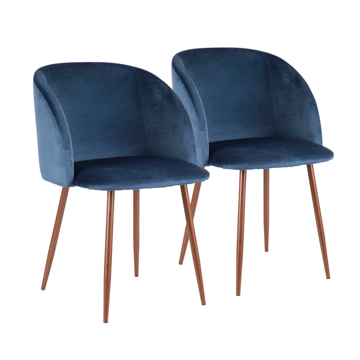 Fran - Dining Chair - Walnut And Blue (Set of 2)