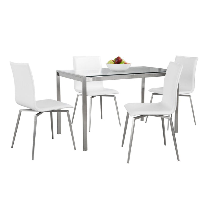 Fuji - Mason Swivel Dining Set Dining Set - Brushed Stainless Steel