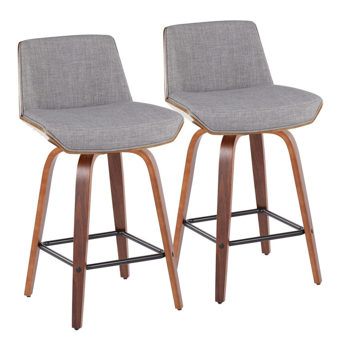 Corazza - 26" Fixed-Height Counter Stool (Set of 2) - Walnut & Black Base