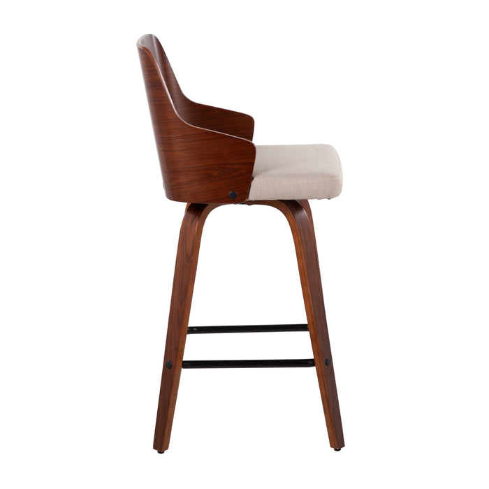 Ariana - 26" Counter Stool - Walnut And Beige Fabric (Set of 2)