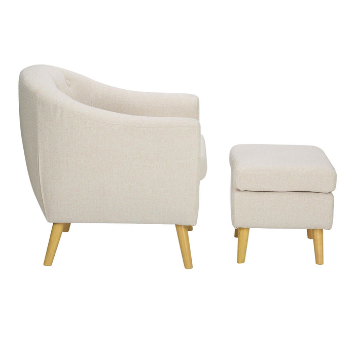 Rockwell - Accent Chair And Ottoman - Cream Fabric