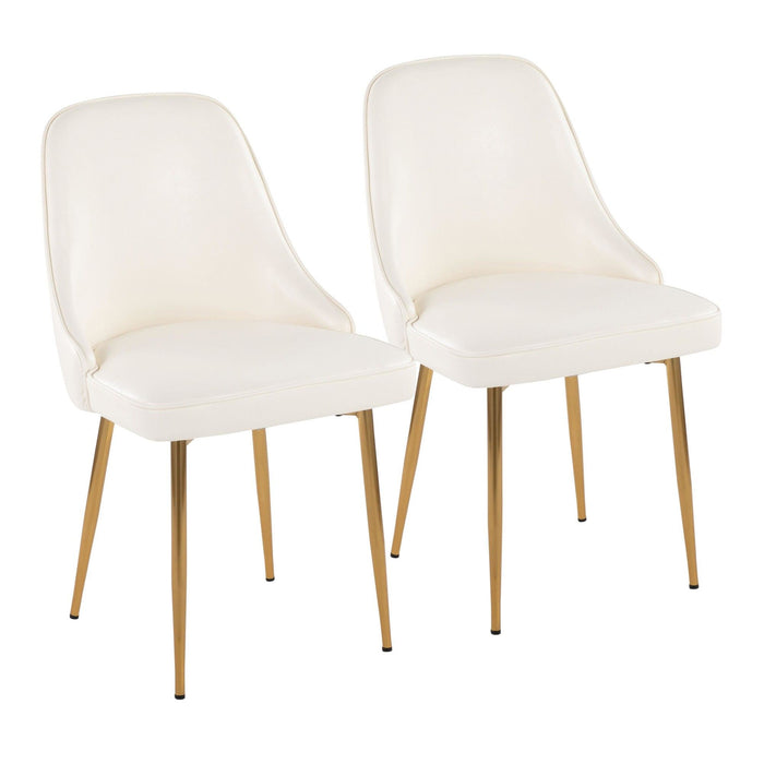 Marcel - Glam Dining Chair - Gold Frame And White Faux Leather (Set of 2)