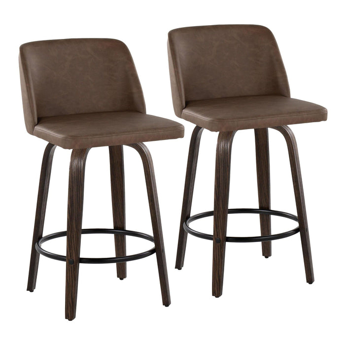 Toriano - 26" Fixed-height Counter Stool (Set of 2) - Glazed Walnut