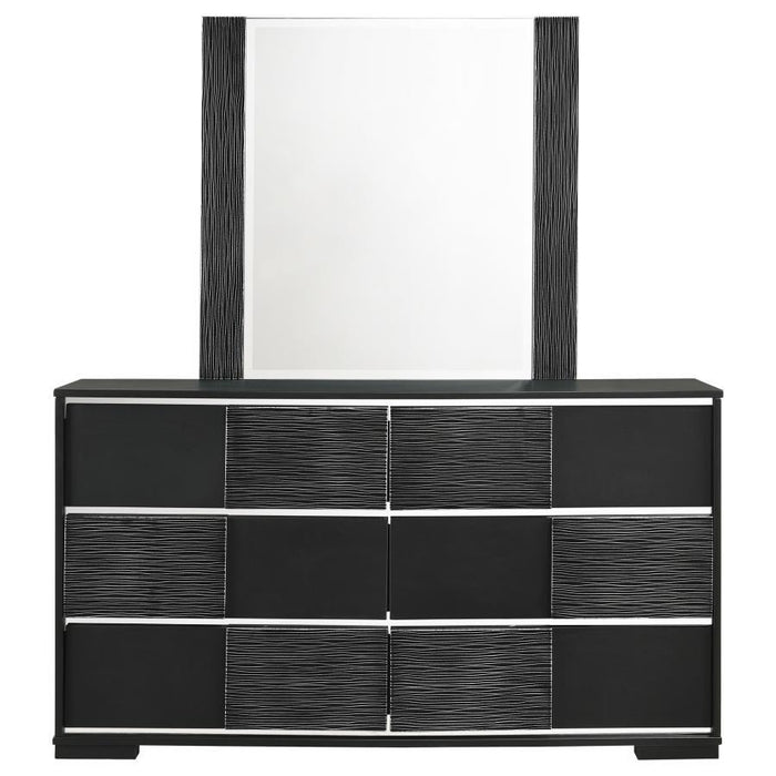 Blacktoft - 6-Drawer Dresser With Mirror - Black