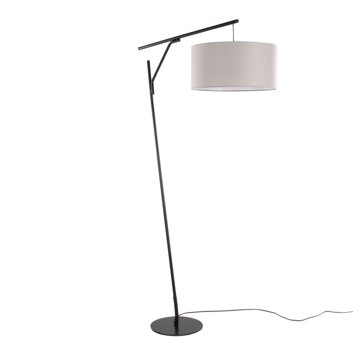 Daniella - Salon 70" Floor Lamp - Black Metal With Gray Linen Shade