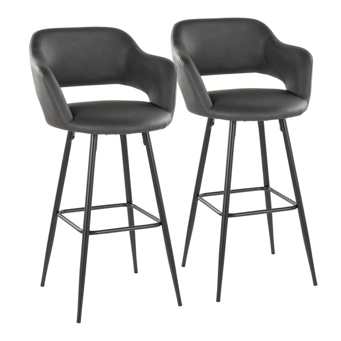 Margarite - 30" Fixed-Height Barstool - Black Metal (Set of 2)