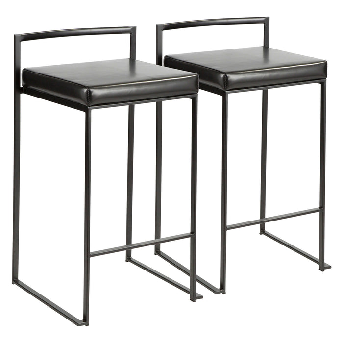 Fuji - Stackable Counter Stool With Cushion - Black Metal