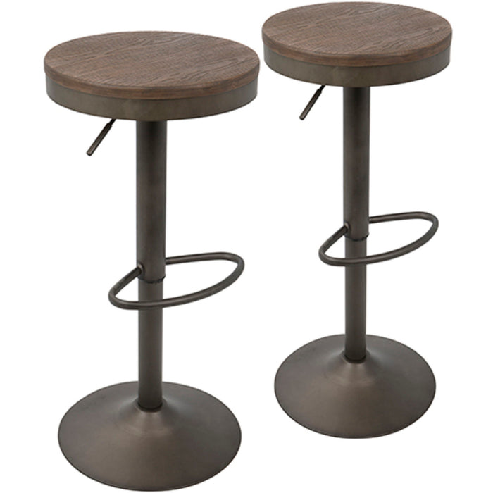 Dakota - Adjustable Barstool - Antique And Brown (Set of 2)