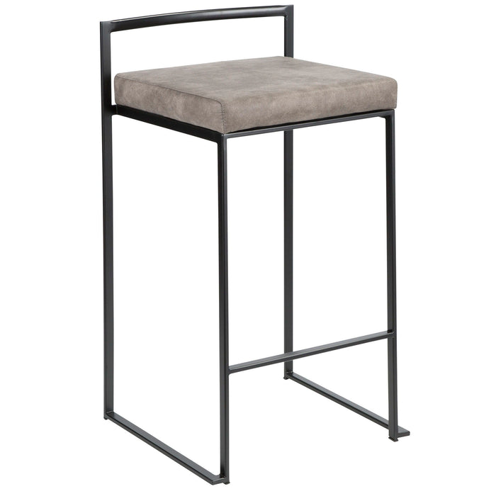 Fuji - Stackable Counter Stool With Cushion - Black Metal