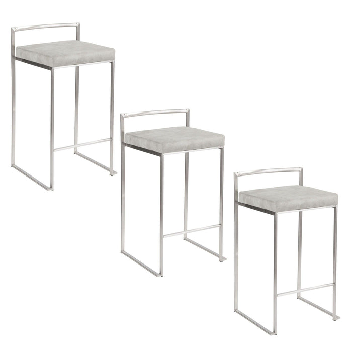 Fuji - 26" Stackable Counter Stool - Brushed Stainless Steel