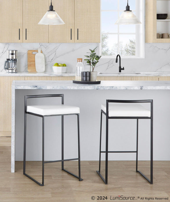 Fuji - Stackable Counter Stool With Cushion - Black Metal