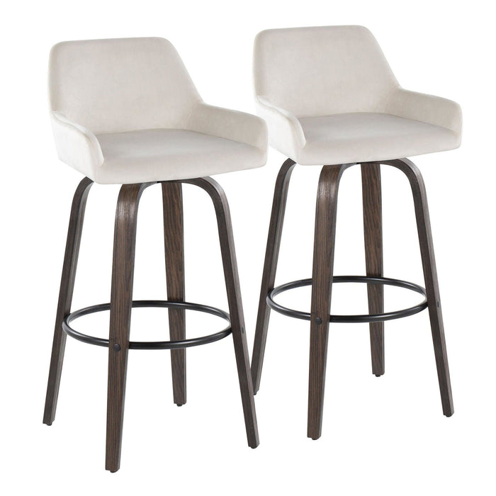 Daniella - 30" Fixed-height Barstool (Set of 2) - Dark Brown And White