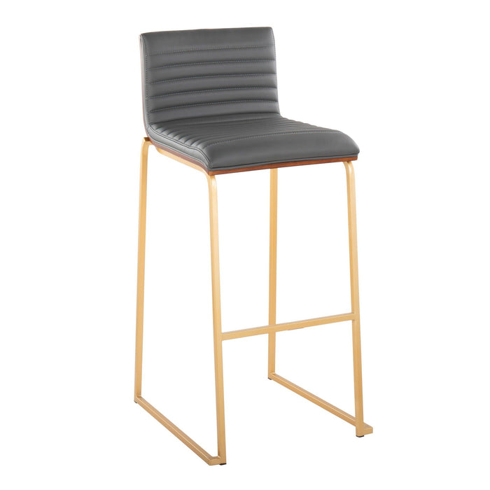 Mason Mara - 30" Fixed-Height Barstool (Set of 2) - Gold Legs