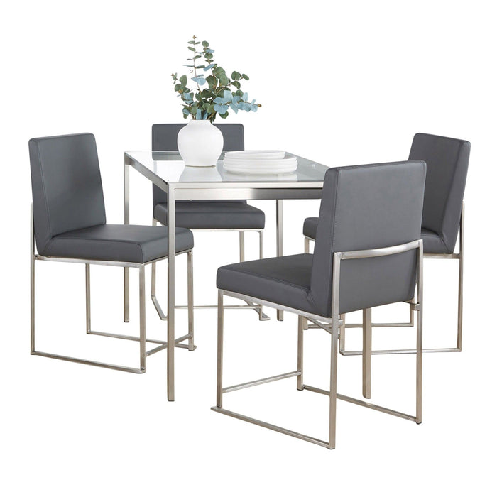 Fuji - Boyne Dining Set - Black Metal, Natural Wood And Cream Noise Fabric (Set of 5)