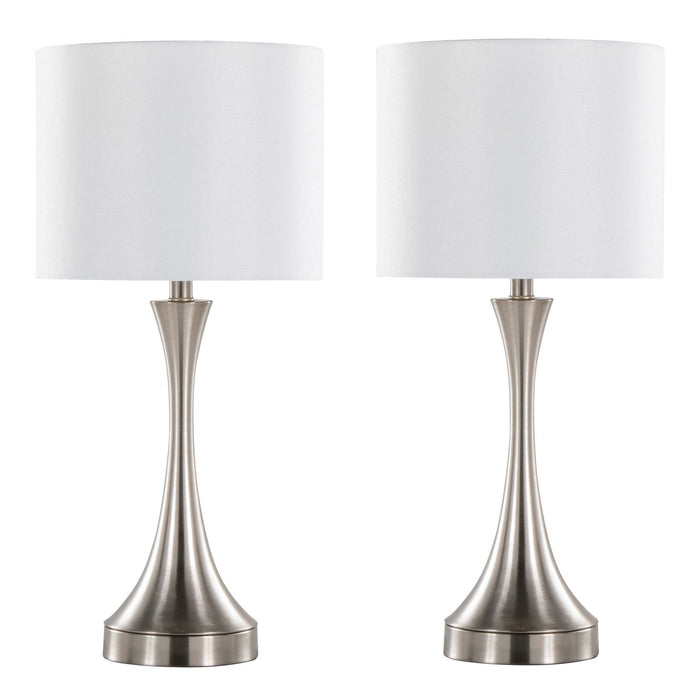 Lenuxe - 25" Metal Table Lamp With USB (Set of 2) - White