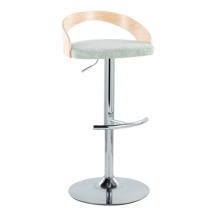 Grotto - Adjustable Barstool (Set of 2) - Silver Base And Natural Backrest