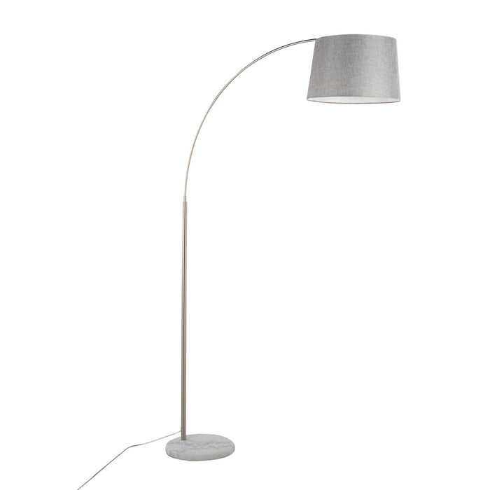 March - Floor Lamp - White Marble And Nickel