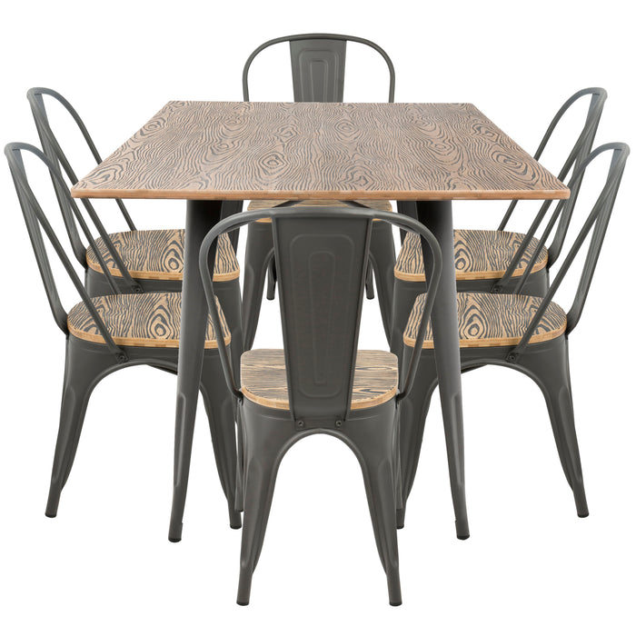 Oregon - Farmhouse Dining Set - Gray And Brown (Set of 7)