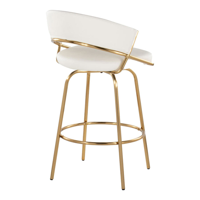 Jie - 30" Fixed-Height Barstool With Swivel - Gold Legs (Set of 2)