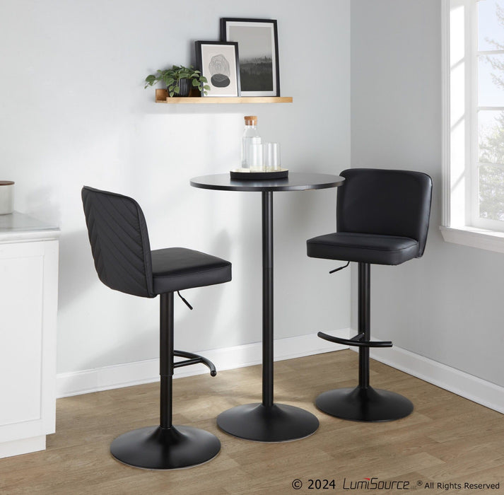 Henry - Adjustable Barstool With Swivel - Black Metal (Set of 2)