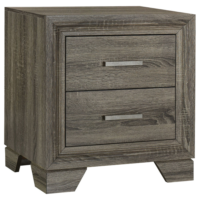 Wright - 2-Drawer Nightstand Bedside Table - Brown Oak