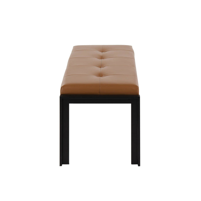 Fuji - Bench - Black Metal And Camel Faux Leather