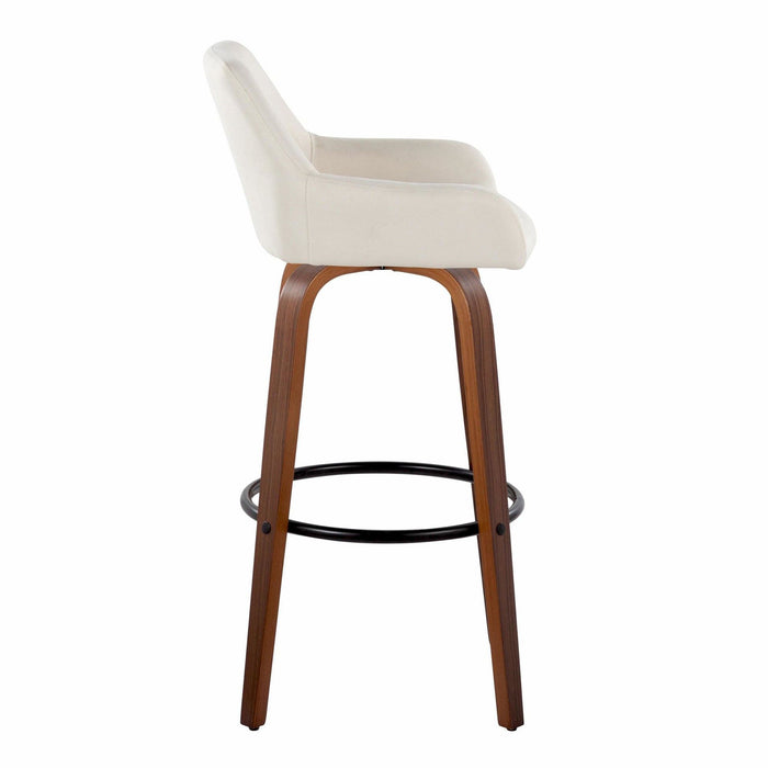 Daniella - 30" Fixed-height Barstool (Set of 2) - Walnut And White