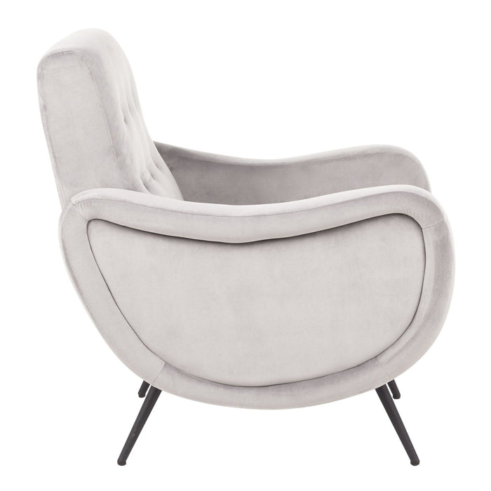 Rafael - Lounge Chair - Black Metal And Silver Velvet