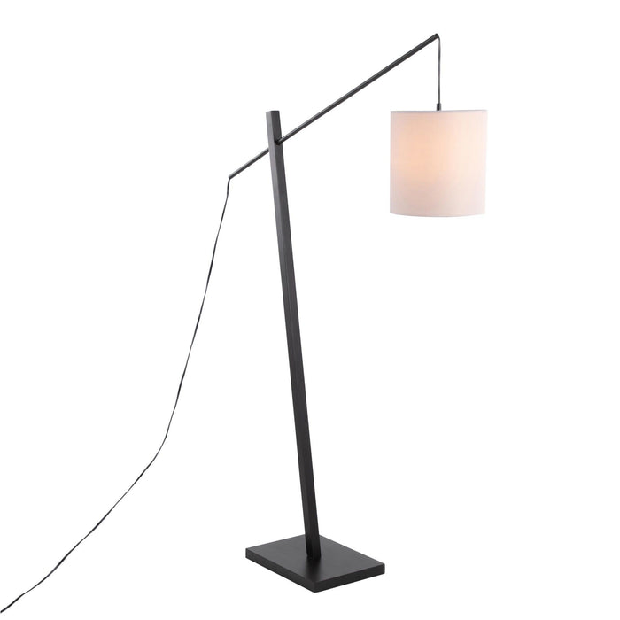 Arturo - Arturo Floor Lamp - Black Wood And Black Steel With White Fabric Shade