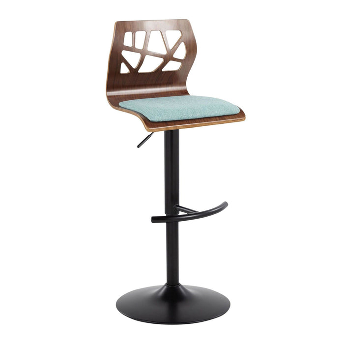 Folia - Adjustable Barstool (Set of 2) - Walnut Backrest & Black Base