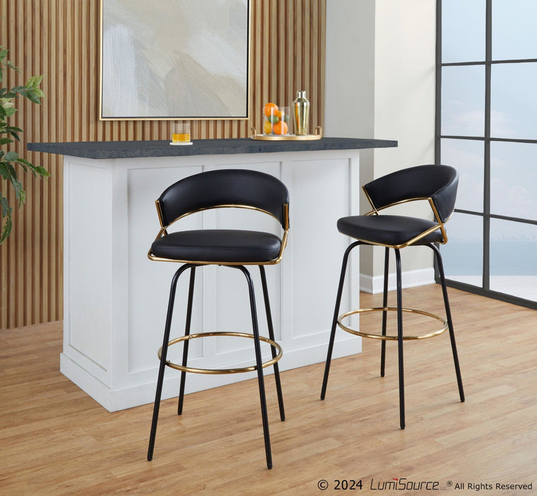 Jie - Adjustable Barstool With Swivel - Chrome Metal (Set of 2)